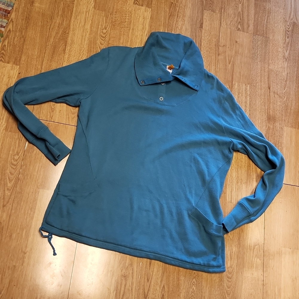 Lucy teal snap neck pullover sz XL